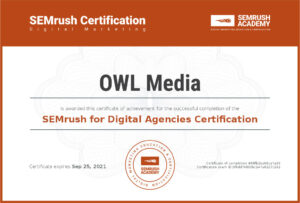 Сертификат SEMrush for Digital Agencies