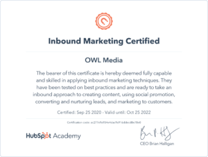 Сертификат Hubspot Inbound Marketing