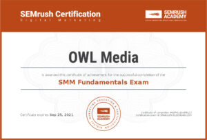 Сертификат SEMrush SMM основы